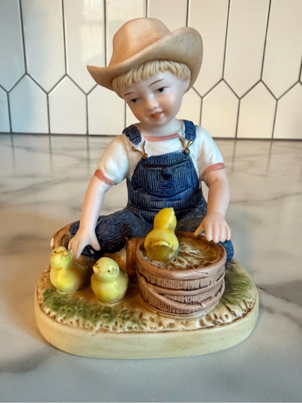 Vintage 1985 Homco Denim Days #1500 Boy With Ducklings